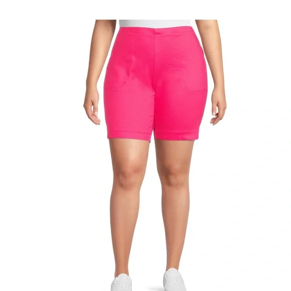 Just My Size Women’s Plus Size Bright Rose Pocket Shorts 2X NEW - Picture 7 of 8